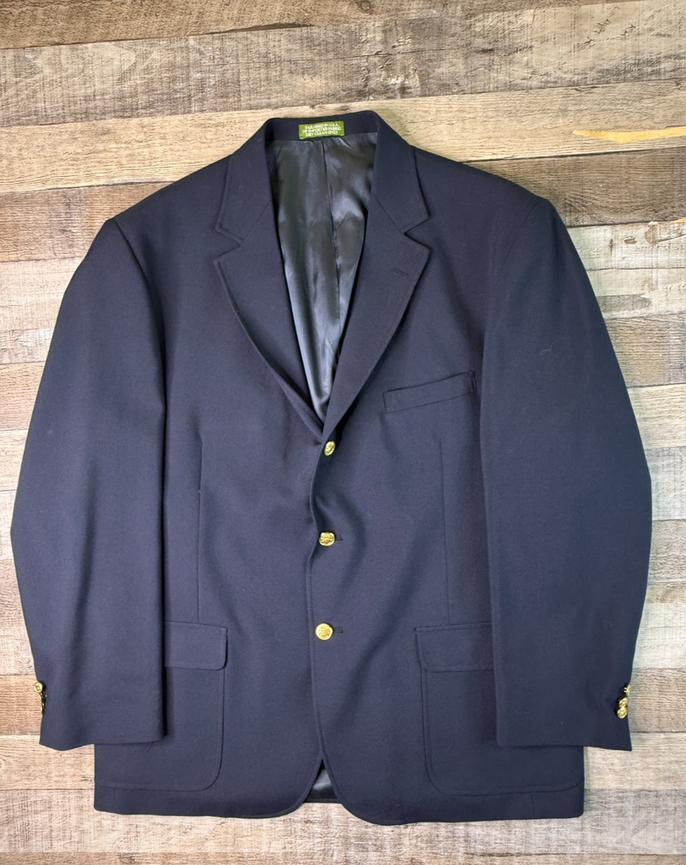 Orvis Mens Navy Blue Blazer Sport Coat 46L Gold Anchor Buttons USA Wool Blend